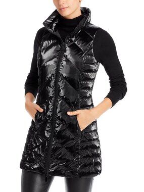 $180 Anorak Down Chevron Quilted Vest In Black Size S